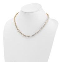 14K Yellow Gold 28.50 Carat Lab Grown Diamond VS+ F+ Complete Round Graduated Tennis Necklace, 18" view 3