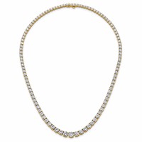 14K Yellow Gold 28.50 Carat Lab Grown Diamond VS+ F+ Complete Round Graduated Tennis Necklace, 18" view 4