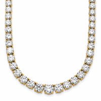 14K Yellow Gold 28.50 Carat Lab Grown Diamond VS+ F+ Complete Round Graduated Tennis Necklace, 18" view 1