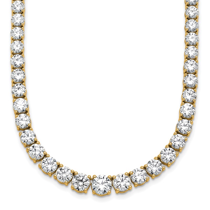14k 28 1/2 carat Lab Grown Diamond VS+ F+ Complete Round 18 inch Graduated Tennis Necklace