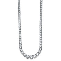 14K White Gold 40.38 Carat Lab Grown Diamond VS SI+ G+ Complete Round Graduated Tennis Necklace, 20" view 2