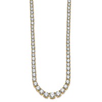 14K Yellow Gold 40.38 Carat Lab Grown Diamond VS+ F+ Complete Round Graduated Tennis Necklace, 20" view 2
