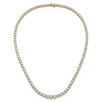 14K Yellow Gold 40.38 Carat Lab Grown Diamond VS+ F+ Complete Round Graduated Tennis Necklace, 20" view 5