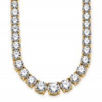 14K Yellow Gold 40.38 Carat Lab Grown Diamond VS+ F+ Complete Round Graduated Tennis Necklace, 20" view 1