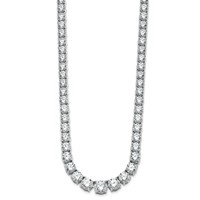 14K White Gold 50.88 Carat Lab Grown Diamond VS+ F+ Complete Round Graduated Tennis Necklace, 20" view 2