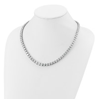 14K White Gold 50.88 Carat Lab Grown Diamond VS+ F+ Complete Round Graduated Tennis Necklace, 20" view 4