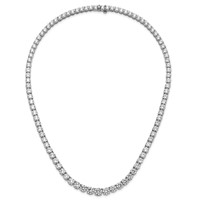 14K White Gold 50.88 Carat Lab Grown Diamond VS+ F+ Complete Round Graduated Tennis Necklace, 20" view 5