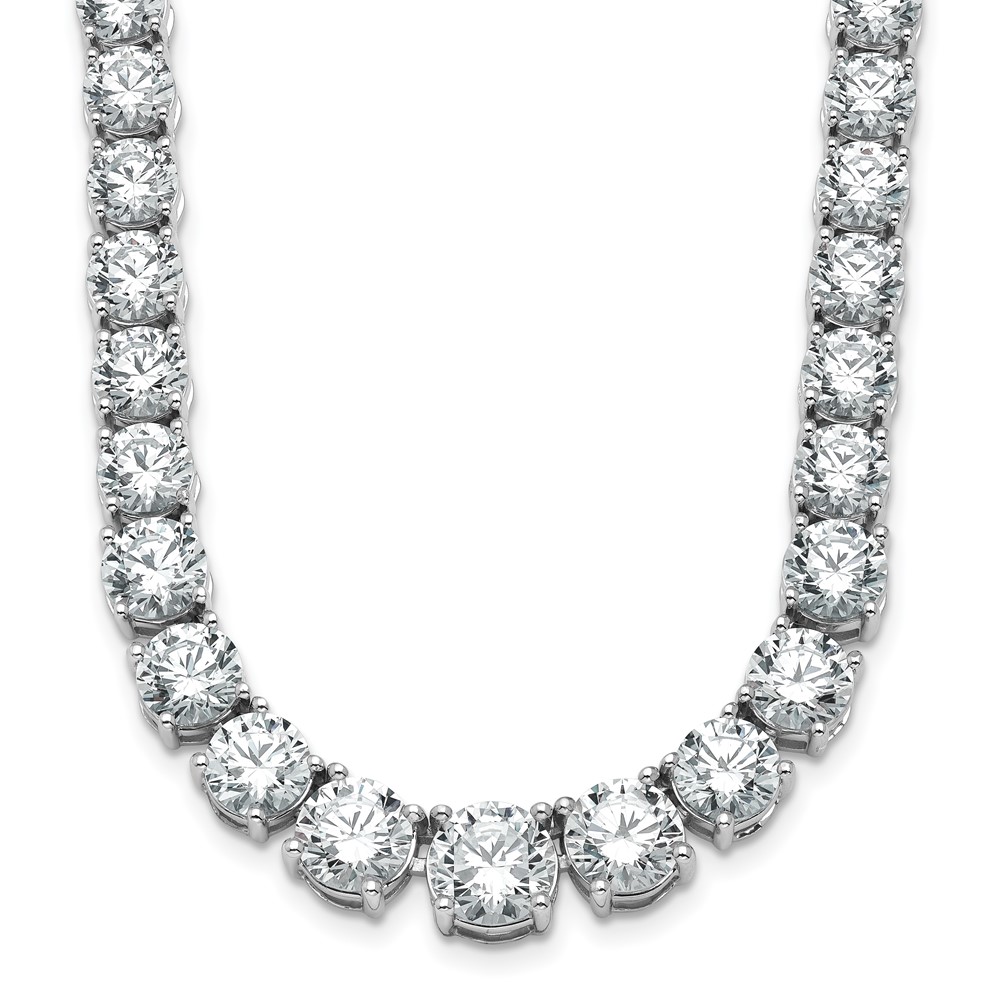 14K White Gold 50.88 Carat Lab Grown Diamond VS+ F+ Complete Round Graduated Tennis Necklace, 20"