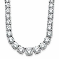 14K White Gold 50.88 Carat Lab Grown Diamond VS+ F+ Complete Round Graduated Tennis Necklace, 20" view 1