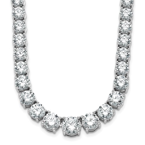 14K White Gold 50.88 Carat Lab Grown Diamond VS SI+ G+ Complete Round Graduated Tennis Necklace, 20"