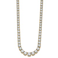 14K Yellow Gold 50.88 Carat Lab Grown Diamond VS SI+ G+ Complete Round Graduated Tennis Necklace, 20" view 2