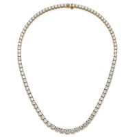 14K Yellow Gold 50.88 Carat Lab Grown Diamond VS SI+ G+ Complete Round Graduated Tennis Necklace, 20" view 5