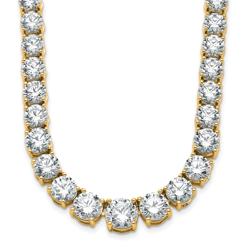14K Yellow Gold 50.88 Carat Lab Grown Diamond VS SI+ G+ Complete Round Graduated Tennis Necklace, 20"
