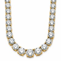 14K Yellow Gold 50.88 Carat Lab Grown Diamond VS SI+ G+ Complete Round Graduated Tennis Necklace, 20" view 1