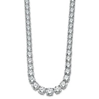 14K White Gold 72.38 Carat Lab Grown Diamond VS SI+ G+ Complete Round Graduated Tennis Necklace, 20" view 2