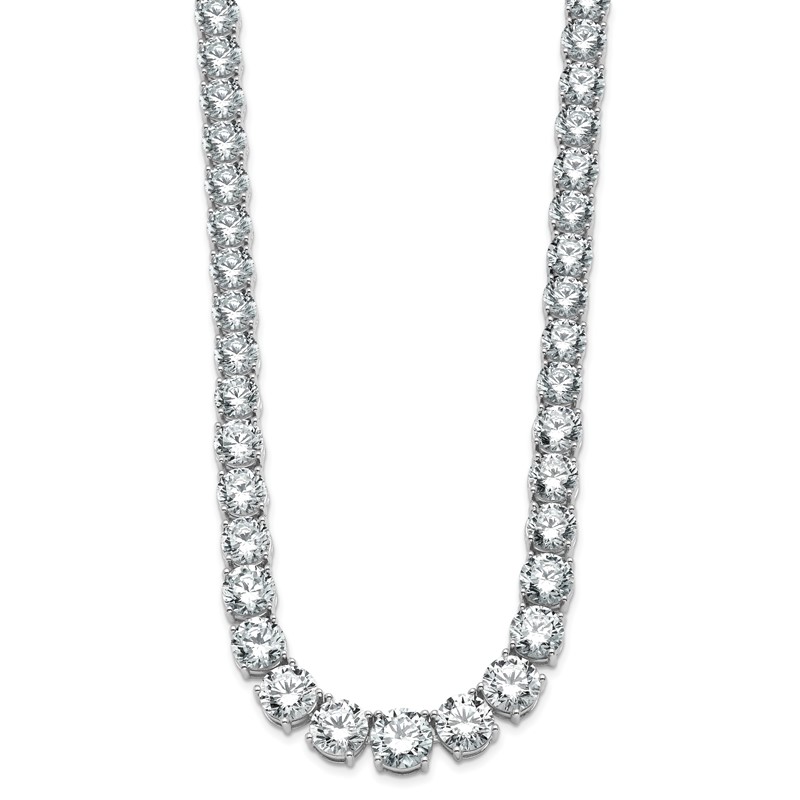 14k White Gold 72 3/8 carat Lab Grown Diamond VS+ F+ Complete Round 20 inch Graduated Tennis Necklace
