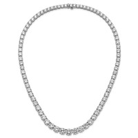 14K White Gold 72.38 Carat Lab Grown Diamond VS SI+ G+ Complete Round Graduated Tennis Necklace, 20" view 5