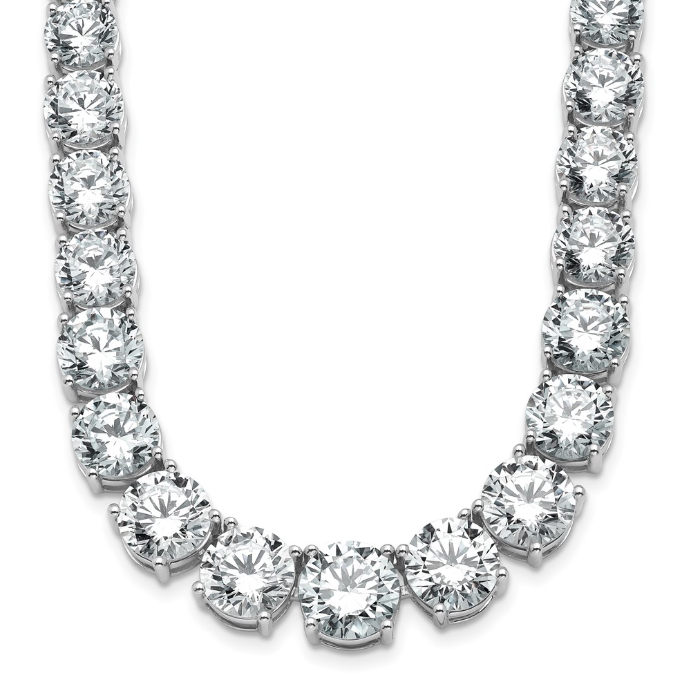 14K White Gold 72.38 Carat Lab Grown Diamond VS SI+ G+ Complete Round Graduated Tennis Necklace, 20"