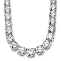 14K White Gold 72.38 Carat Lab Grown Diamond VS SI+ G+ Complete Round Graduated Tennis Necklace, 20" view 1
