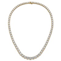 14K Yellow Gold 72.38 Carat Lab Grown Diamond VS SI+ G+ Complete Round Graduated Tennis Necklace, 20" view 5
