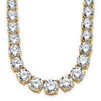 14K Yellow Gold 72.38 Carat Lab Grown Diamond VS SI+ G+ Complete Round Graduated Tennis Necklace, 20" view 1