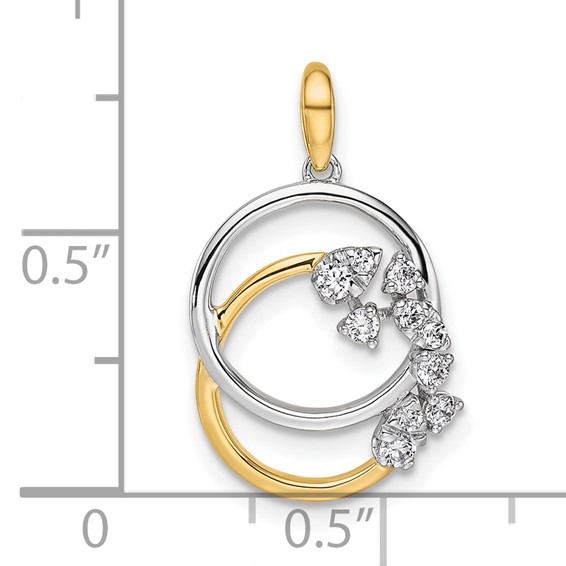 14K Two-tone Polished 1/5 carat Diamond Intertwined Circles Pendant