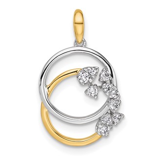 14K Two-tone Polished 1/5 carat Diamond Intertwined Circles Pendant