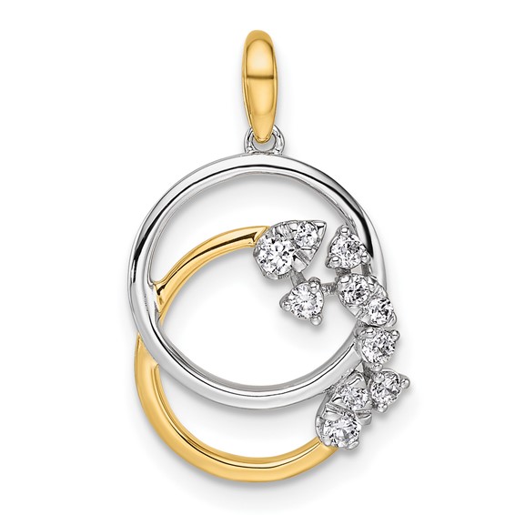 14K Two-tone Polished 1/5 carat Diamond Intertwined Circles Pendant