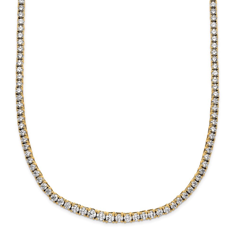 14K Yellow Gold 5 Carat Lab Grown Diamond VS SI+ G+ Complete Graduated Tennis Necklace, 16"