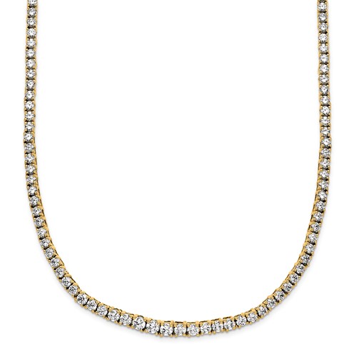14K Yellow Gold 5 Carat Lab Grown Diamond VS SI+ G+ Complete Graduated Tennis Necklace, 16"
