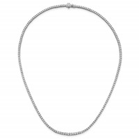 14K White Gold 5 Carat Lab Grown Diamond VS SI+ G+ Complete Graduated Tennis Necklace, 16" view 3