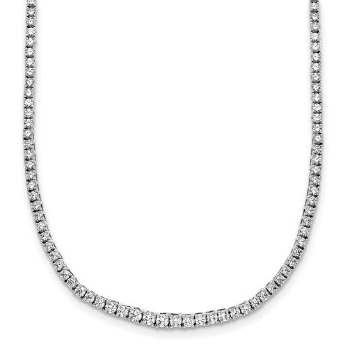 14K White Gold 5 Carat Lab Grown Diamond VS SI+ G+ Complete Graduated Tennis Necklace, 16"