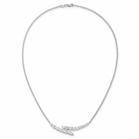 14K White Gold 3 Carat Lab Grown Diamond VS SI+ G+ Complete Fashion Bar Necklace, 18" view 4