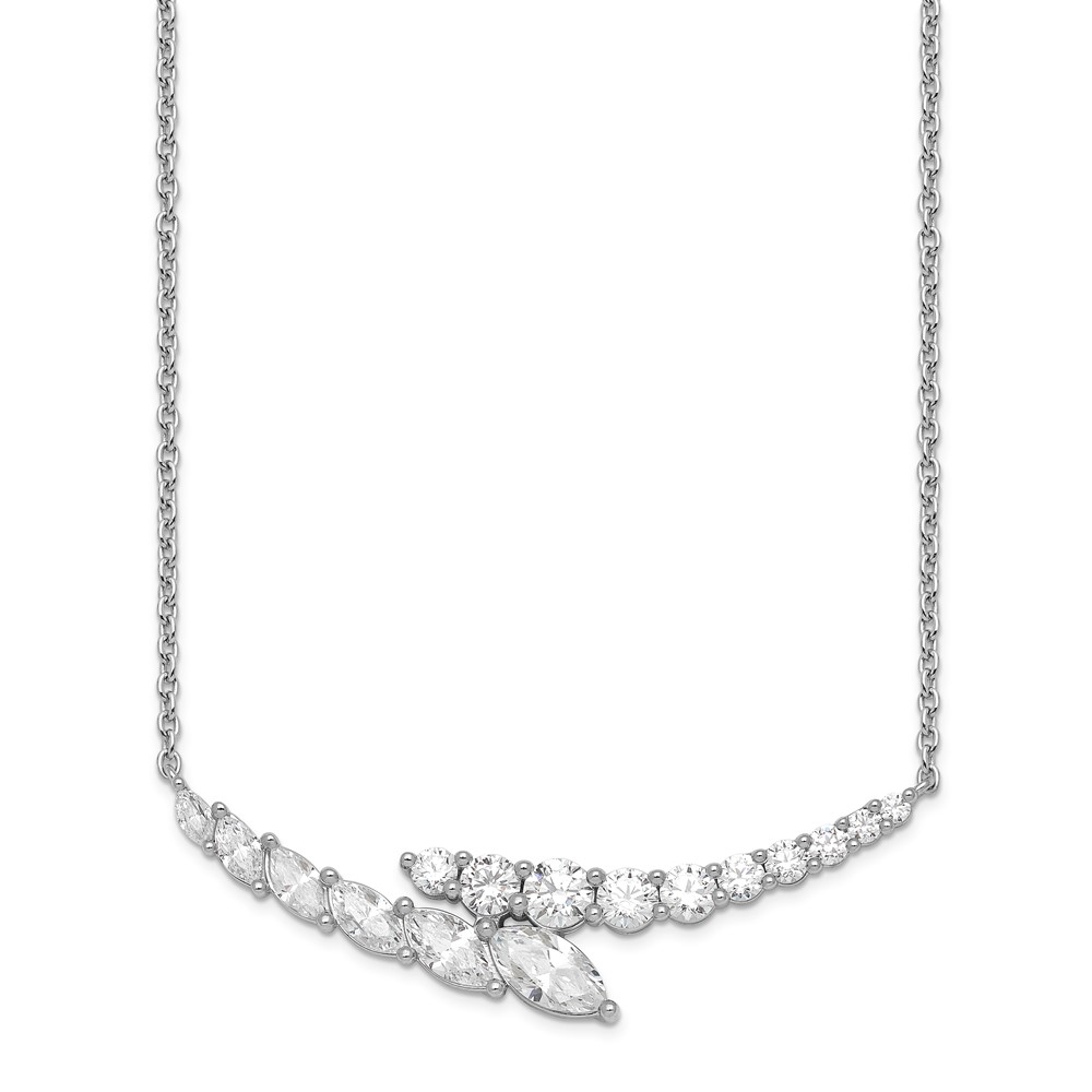 14K White Gold 3 Carat Lab Grown Diamond VS SI+ G+ Complete Fashion Bar Necklace, 18"
