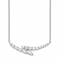 14K White Gold 3 Carat Lab Grown Diamond VS SI+ G+ Complete Fashion Bar Necklace, 18" view 1