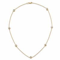 14K Yellow Gold 1.75 Carat Lab Grown Diamond VS SI+ G+ Complete Seven Station Necklace, 18" view 4