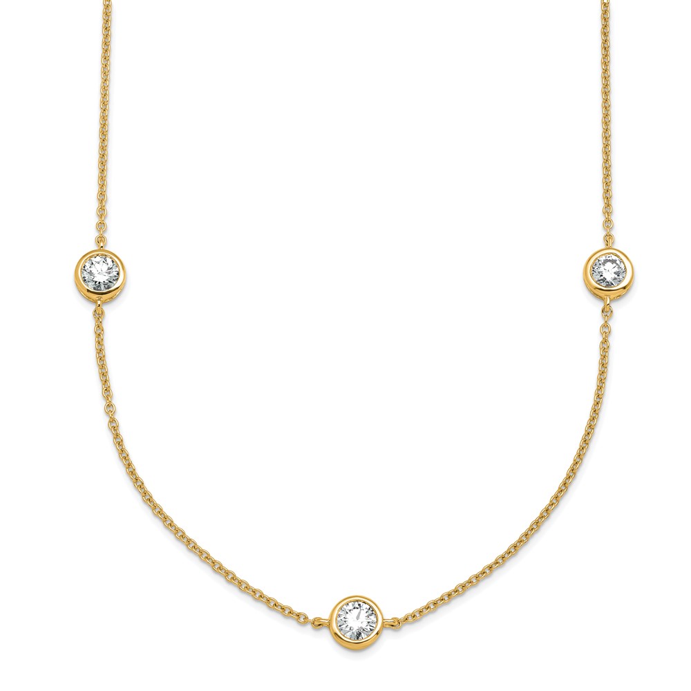 14K Yellow Gold 1.75 Carat Lab Grown Diamond VS SI+ G+ Complete Seven Station Necklace, 18"