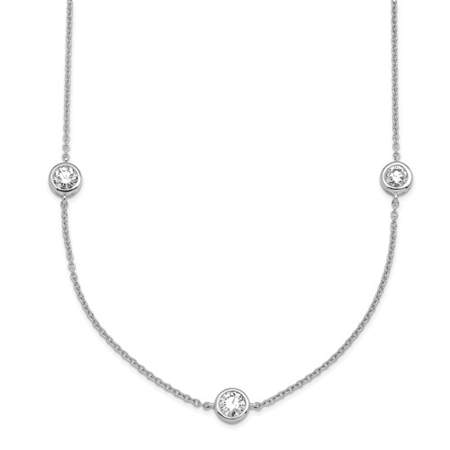 14K White Gold 1.75 Carat Lab Grown Diamond VS SI+ G+ Complete Seven Station Necklace, 18"