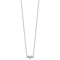 14K White Gold 1.38 Carat Lab Grown Diamond VS SI+ G+ Complete Three Stone Heart Center Necklace, 16" view 2