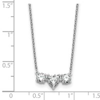 14K White Gold 1.38 Carat Lab Grown Diamond VS SI+ G+ Complete Three Stone Heart Center Necklace, 16" view 5