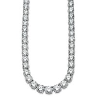 14K White Gold 100.75 Carat Lab Grown Diamond VS SI+ G+ Complete Round Graduated Tennis Necklace, 20" view 2