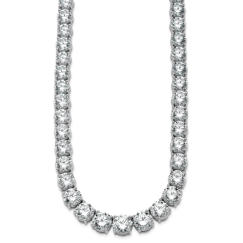 14k White Gold 100 3/4 carat Lab Grown Diamond VS+ F+ Complete Round 20 inch Graduated Tennis Necklace