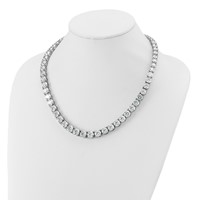 14K White Gold 100.75 Carat Lab Grown Diamond VS SI+ G+ Complete Round Graduated Tennis Necklace, 20" view 3