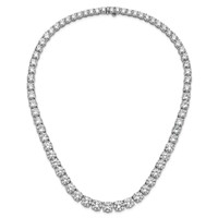 14K White Gold 100.75 Carat Lab Grown Diamond VS SI+ G+ Complete Round Graduated Tennis Necklace, 20" view 4