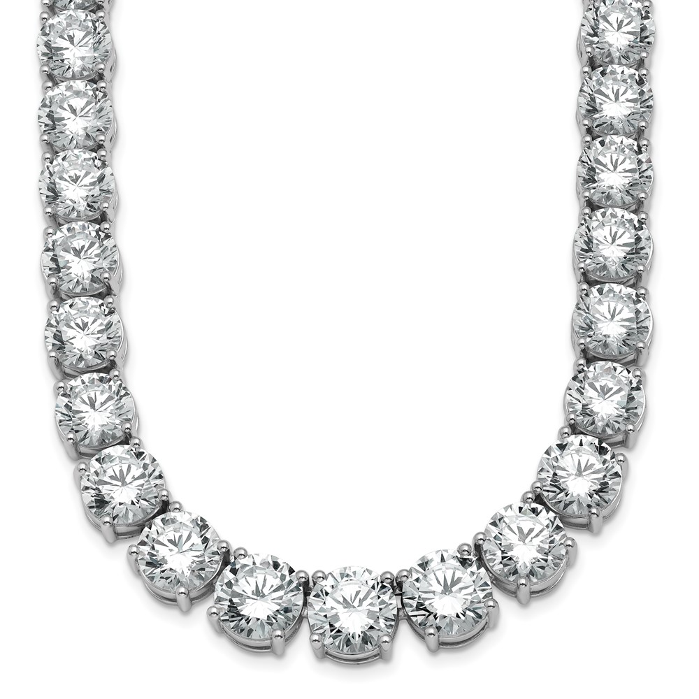 14K White Gold 100.75 Carat Lab Grown Diamond VS SI+ G+ Complete Round Graduated Tennis Necklace, 20"