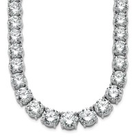 14K White Gold 100.75 Carat Lab Grown Diamond VS SI+ G+ Complete Round Graduated Tennis Necklace, 20" view 1