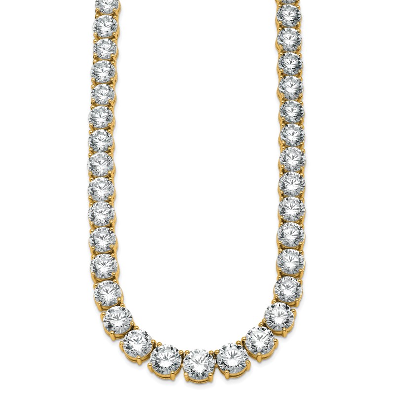 14k 100 3/4 carat Lab Grown Diamond VS+ F+ Complete Round 20 inch Graduated Tennis Necklace