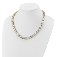 14K Yellow Gold 100.75 Carat Lab Grown Diamond VS+ F+ Complete Round Graduated Tennis Necklace, 20" view 4