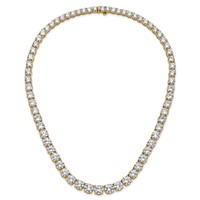 14K Yellow Gold 100.75 Carat Lab Grown Diamond VS+ F+ Complete Round Graduated Tennis Necklace, 20" view 5
