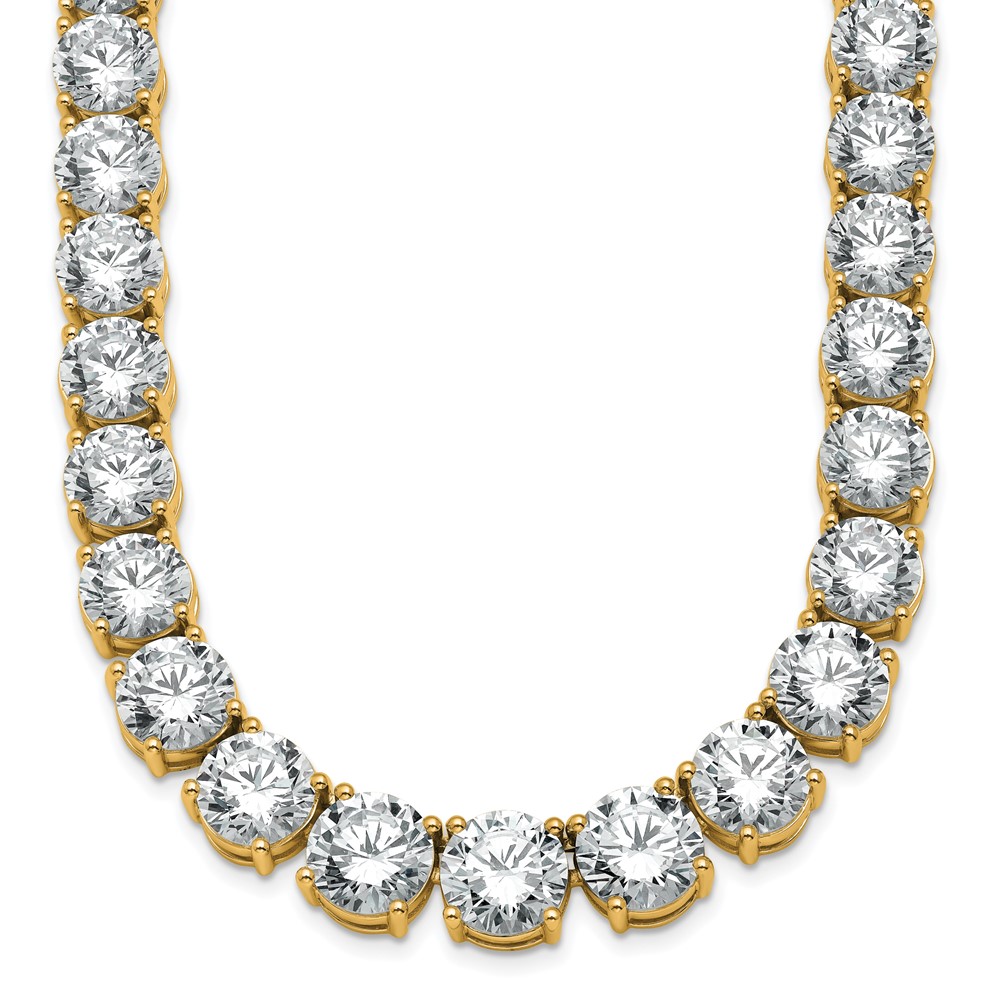 14K Yellow Gold 100.75 Carat Lab Grown Diamond VS+ F+ Complete Round Graduated Tennis Necklace, 20"